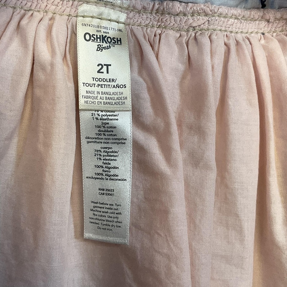 OshKosh B'gosh Overall Dress Girls 2T Pink Floral Denim Bib Lined Sundress - Picture 5 of 7